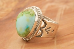 Native American Jewelry Genuine Sonoran Turquoise Sterling Silver Ring